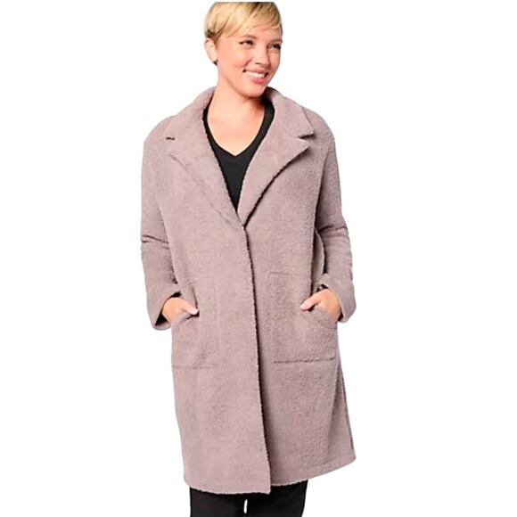 Barefoot Dreams Jackets & Blazers - QVC Barefoot Dreams CozyChic Coatigan with Patch Pockets NWT BEACH ROCK SIZE 1X